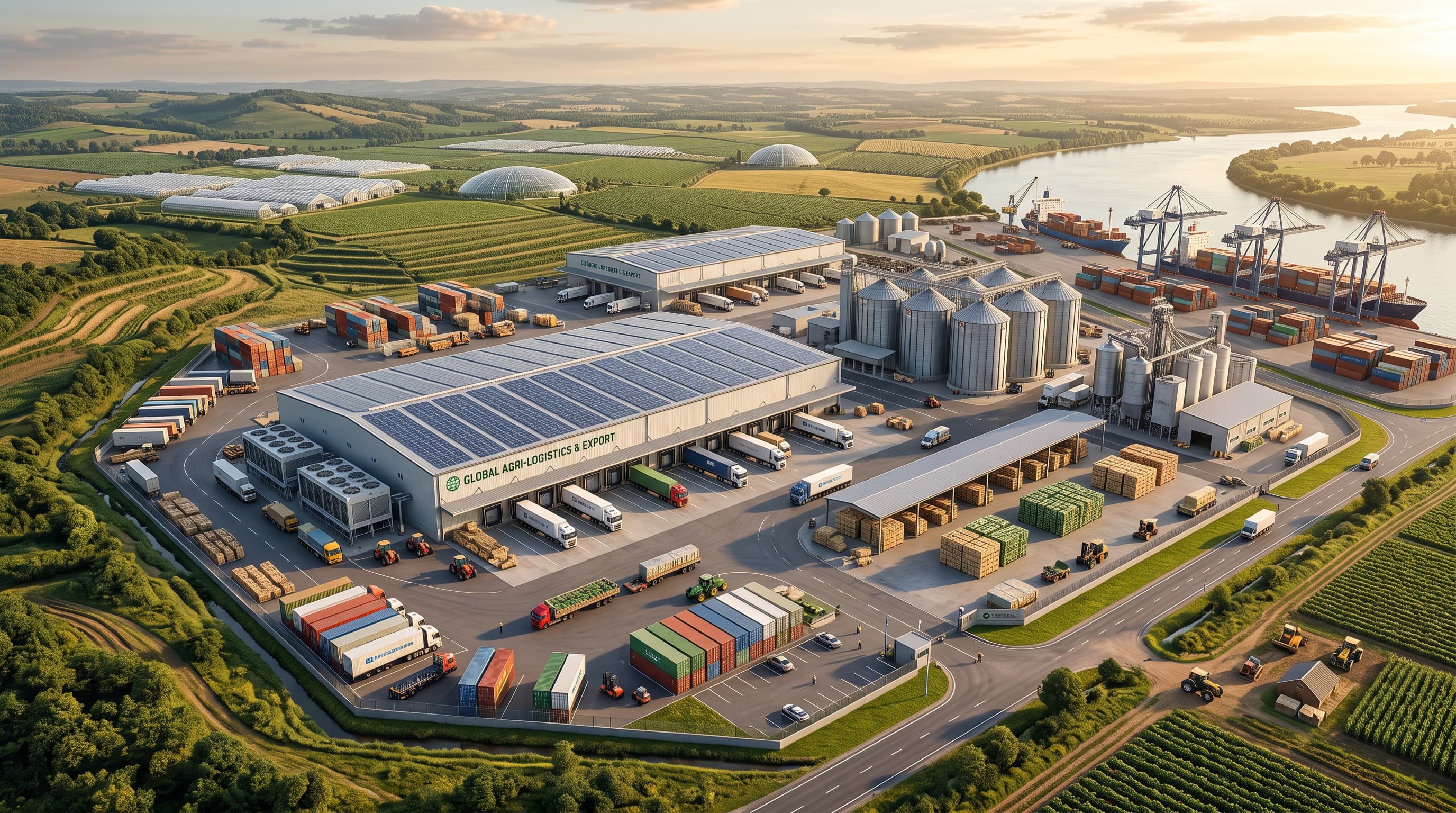 Aerial view of Atone's agricultural processing and export hub