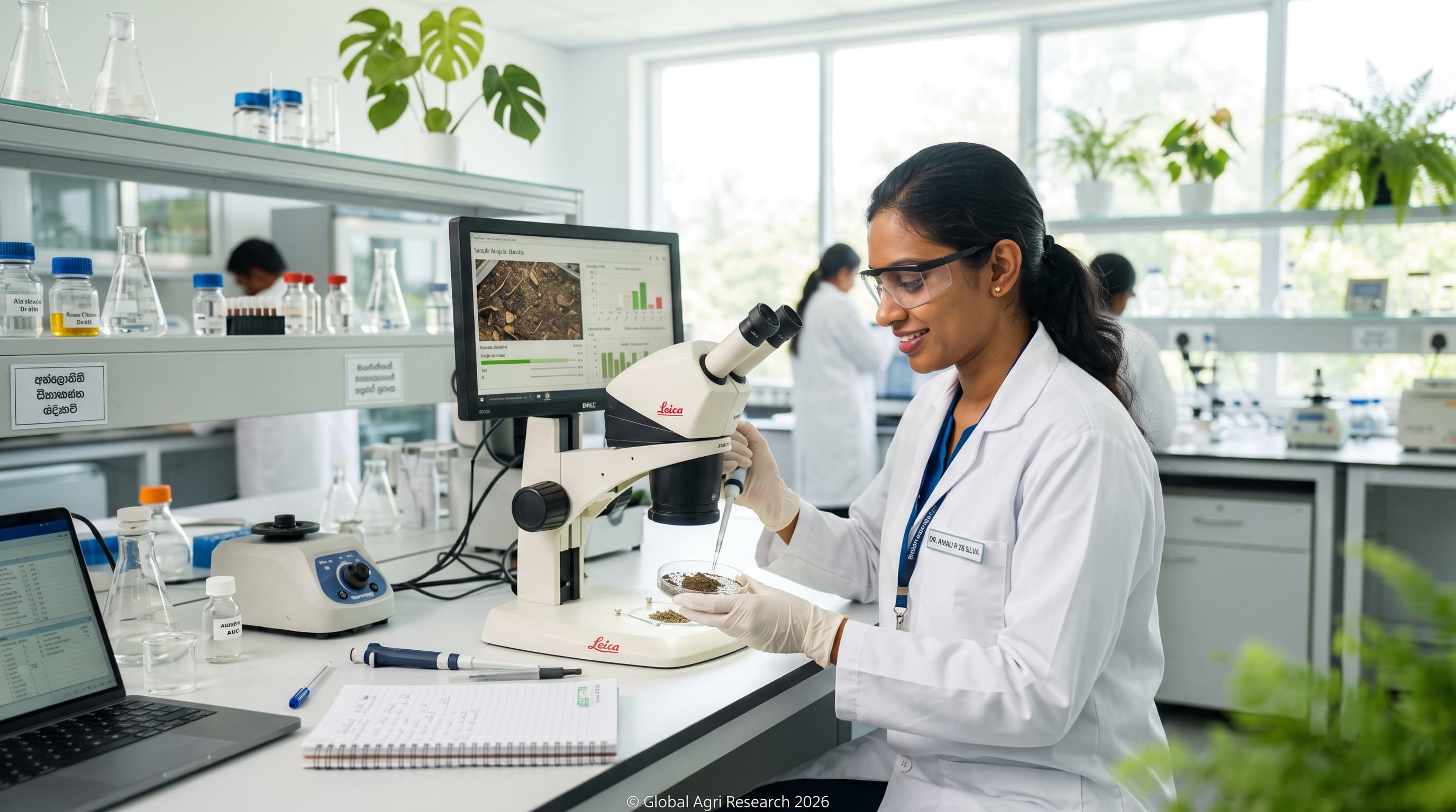 Scientist analysing soil samples in the laboratory